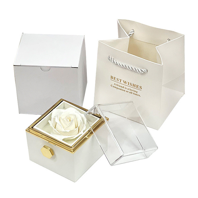 US Local Rotating Soap Flower Rose Gift Box Creative Rotating Rose Jewelry Packaging Box Valentine's Day Gift For Women