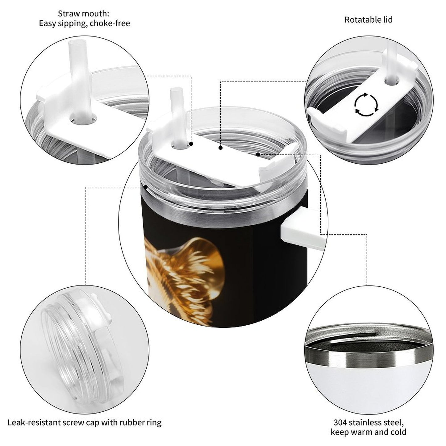 PHDT00462 POD US Local Tumbler 40 oz Large Capacity Car Cup Tiger