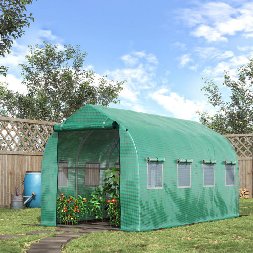 UK Local Outsunny Polytunnel Greenhouse With Windows And Door, Walk In Greenhouse For Garden, Backyard 4 X 2 M