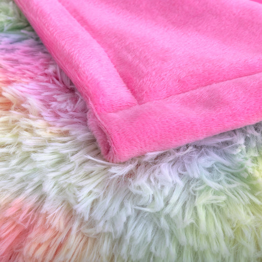 US Local 1 Piece Shaggy Blanket Plush Faux Fur Blanket For Bed Sofa Ultra Soft Luxury Sherpa Blanket Rainbow Colorful Blanket