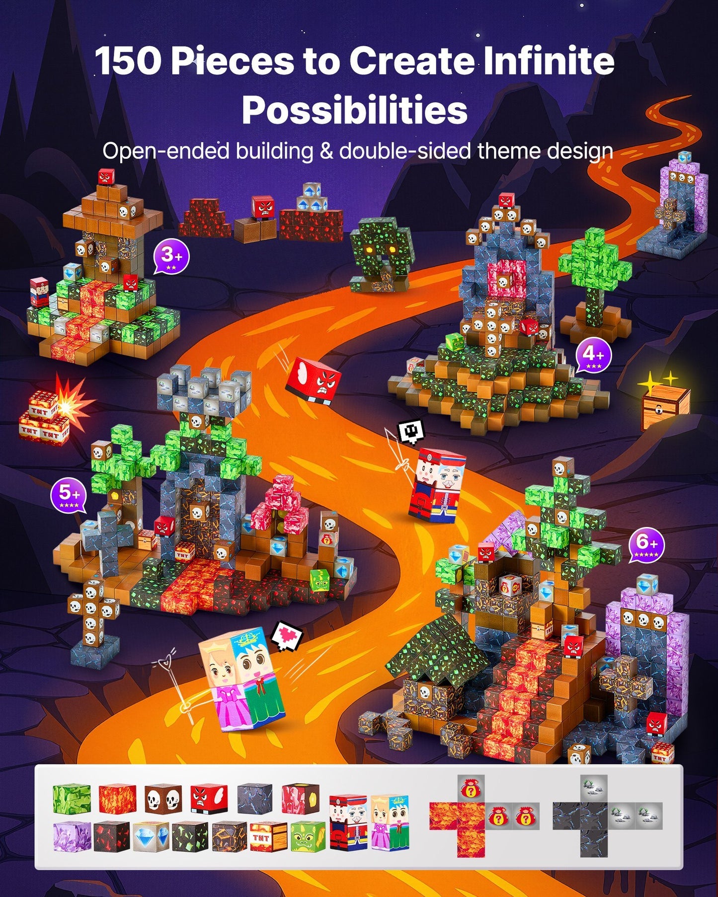 US Local Magnetic Blocks 150 PCS Dark Castle Set STEM Montessori Sensory Toys