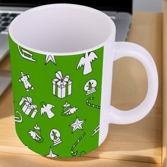 POD US Local White mug with full print, Christmas Green 0024