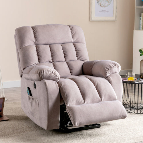 UK Local Electric Power Lift Recliner Chair Sofa With Massage And Heat For Elderly 2 Side Pockets USB Ports Single Recliner Chairs For Living Room Overstuffed Breathable Fabric Reclining