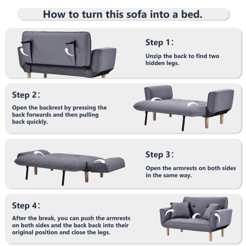 UK Local Small Sofa Bed Modern And Simple Gray Sofa Fabric Living Room 2 Seater Sofa Couch Settee Recliner Sleeper
