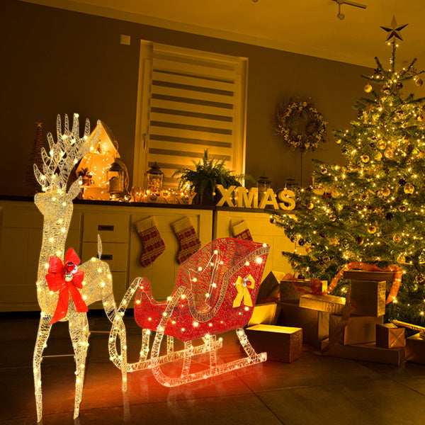 US Local 4ft Gold Single Deer Sled Yard Elk Decoration