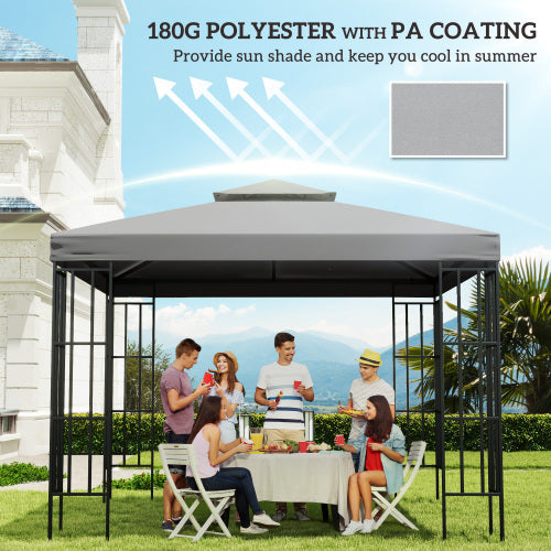 UK Local Outsunny Gazebo Top Cover Double Tier Canopy Replacement Pavilion Roof Light Grey