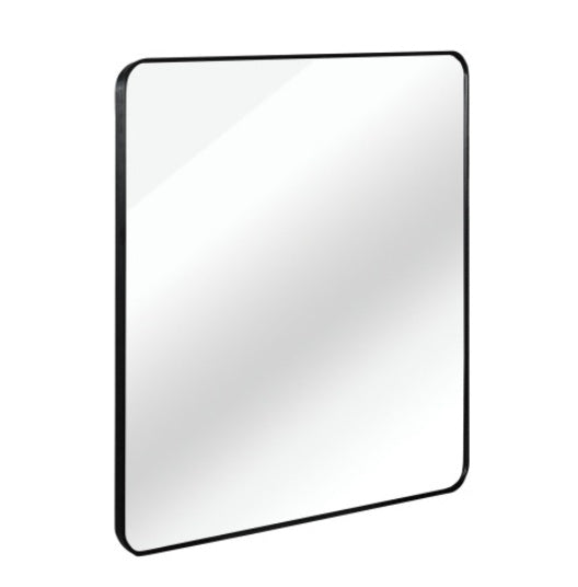 US Local 30 In X 30 In Black Metal Framed Square Bathrrom Mirror For Wall.