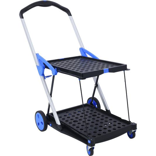 US Local Foldable Utility Cart, Multi-purpose Functional Foldable Shopping Cart 2 Tiers Foldable Cart With Basket