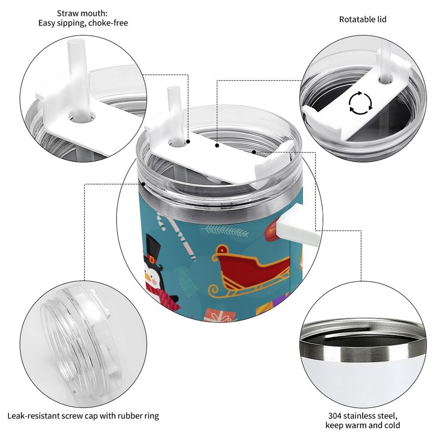 PHDT00083 POD US Local Tumbler 40 oz Large Capacity Car Cup Christmas Bird Pink Branches