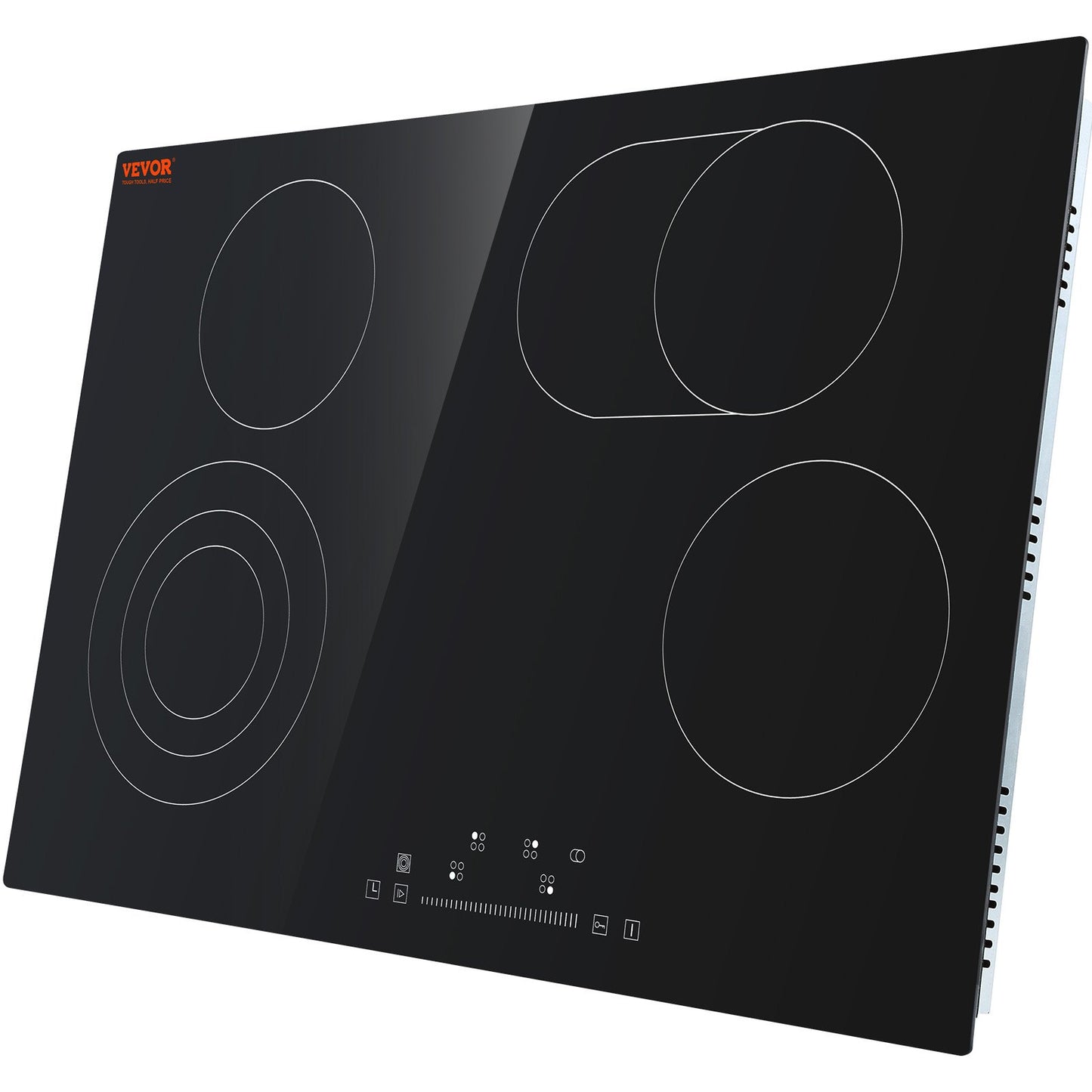 US Local Built In Electric Stove Top, 30.3 X 20.5 Inch 4 Burners, 240V Glass Radiant Cooktop With Sensor Touch Control, Timer & Child Lock Included, 9 Power Levels For Simmer Steam Slow Cook Fry