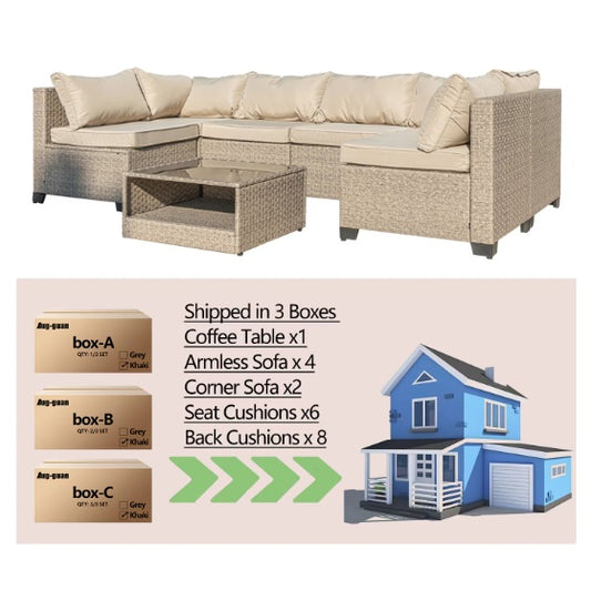 US Local 7 pc Patio Sofa Furniture Set