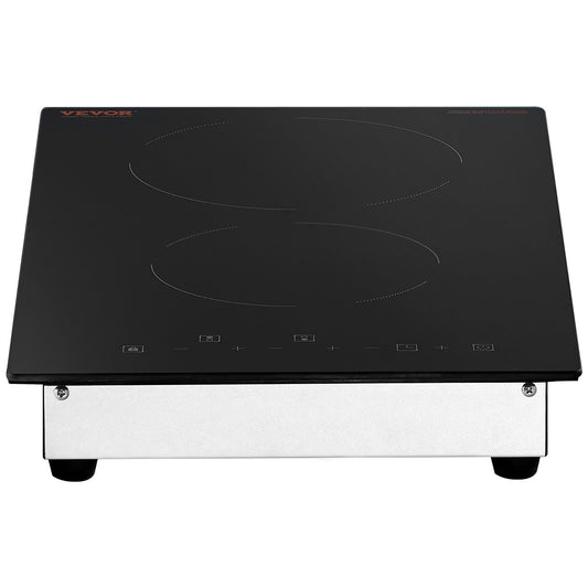US Local VEVOR Built In Electric Stove Top, 20 X 11.6 Inch 2 Burners, 240V Glass Radiant Cooktop With Sensor Touch Control, Timer & Child Lock Included, 9 Power Levels For Simmer Steam Slow Cook Fry