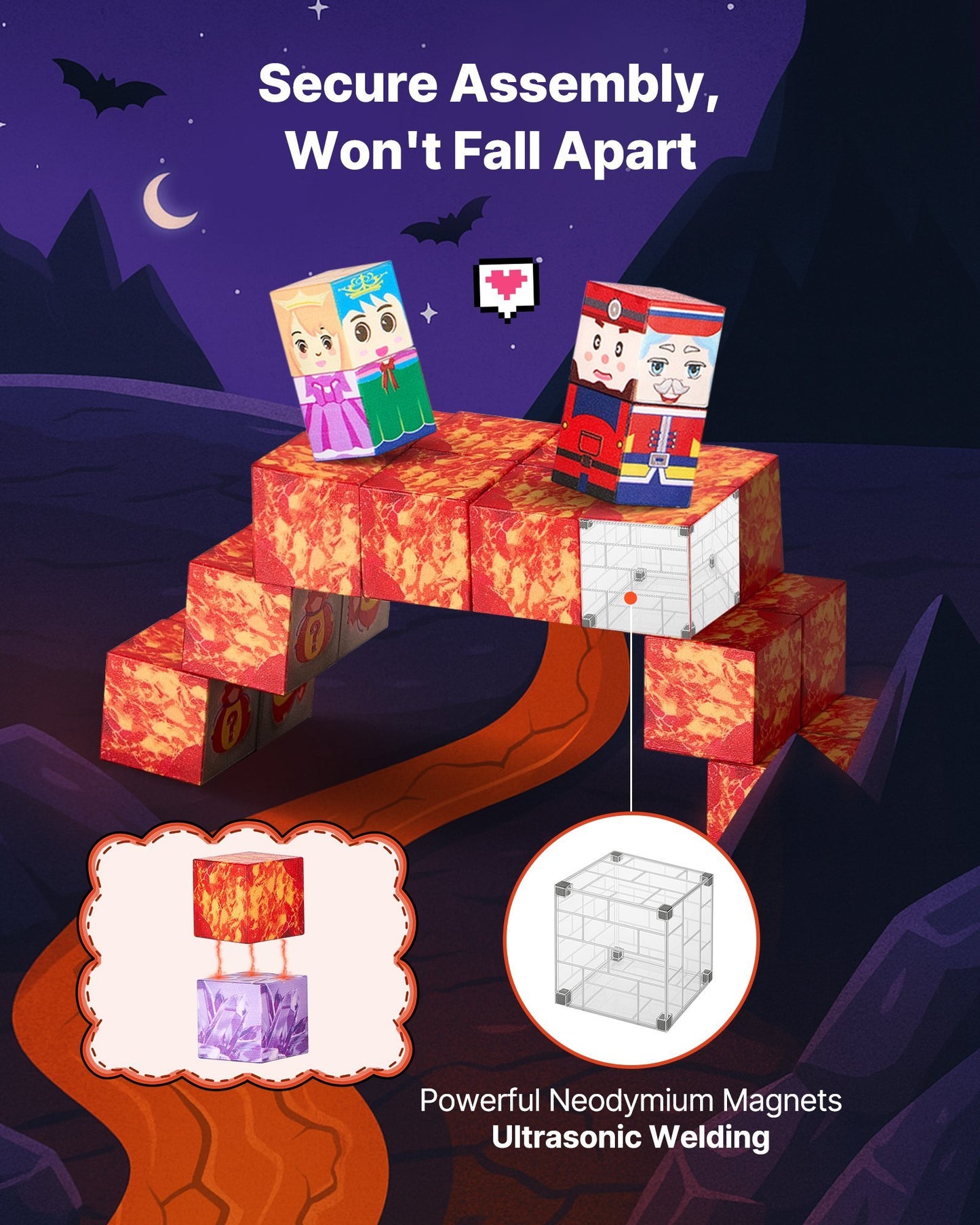 US Local Magnetic Blocks 100 PCS Dark Castle Set STEM Montessori Sensory Toys