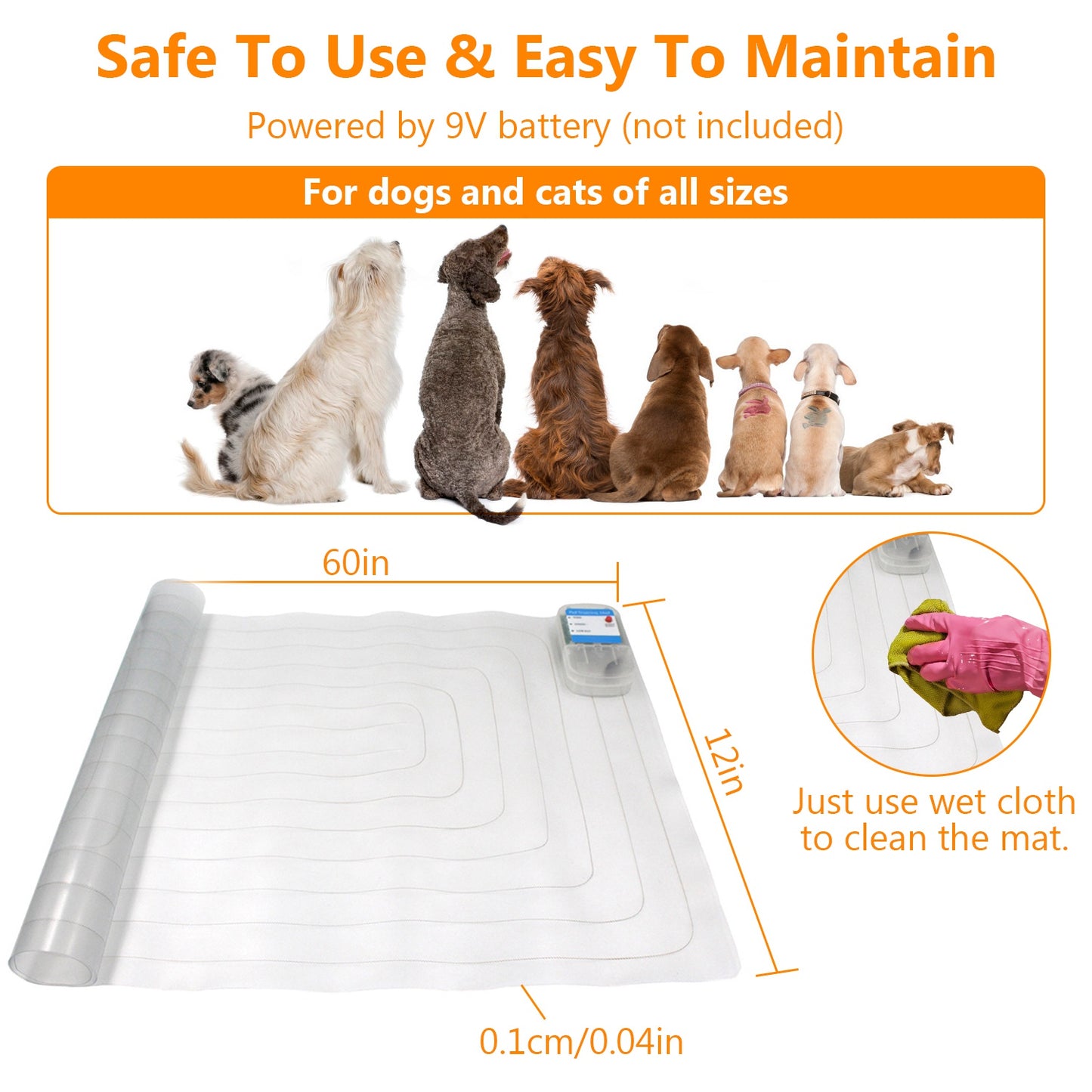 US Local 1Pc Electronic Pet Training Mat Indoor Safe Shock Training Pad For Dogs Cats Pet Barrier 60x12in With 3 Training Modes