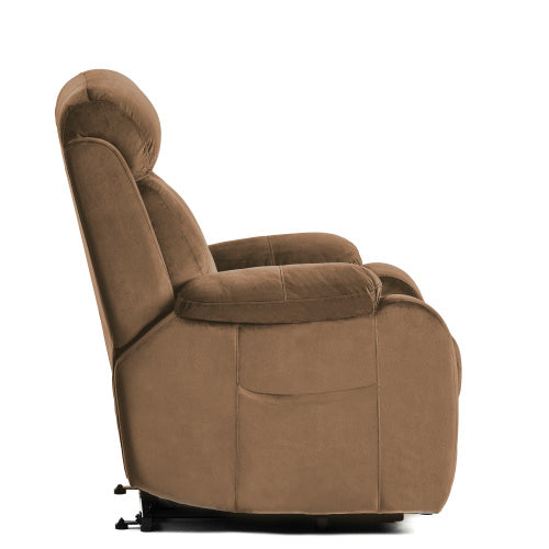 Lift Chair Recliner For Elderly Power Remote Control Recliner Sofa Relax Soft Chair Anti-skid Australia Cashmere Fabric Furniture Living Room Brown