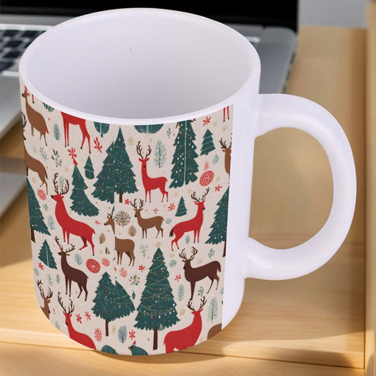 POD US Local White mug with full print, Christmas Trees 0007