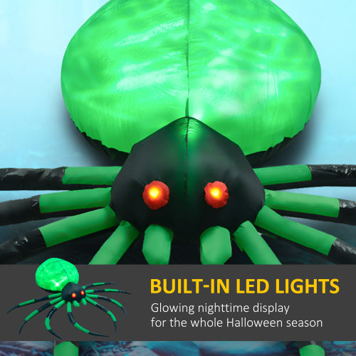 HOMCOM 6 Halloween Inflatable Outdoor Decoration Spider, Blow Up LED Yard Decor For Garden, Lawn, Party, Holiday, Waterproof
