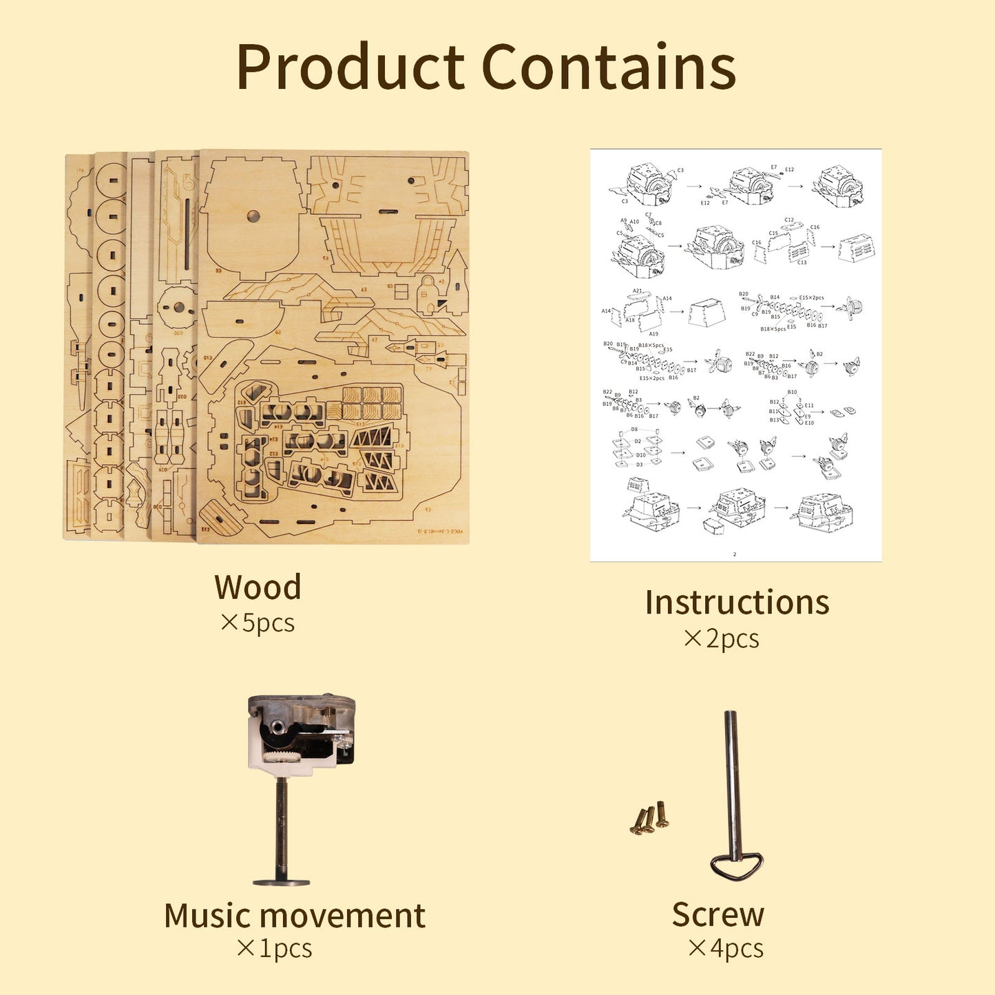 US Local MUSIC PARK 3D Wooden Puzzles Moving Castle Music Box Kits Castle Building Model DIY Crafts Birthday Gift For Women