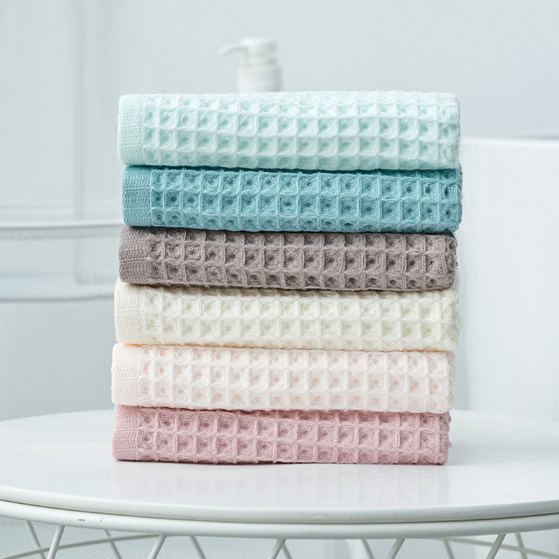 HE0001 40s combed cotton waffle face towel 2 pcs set, 6 Color FT