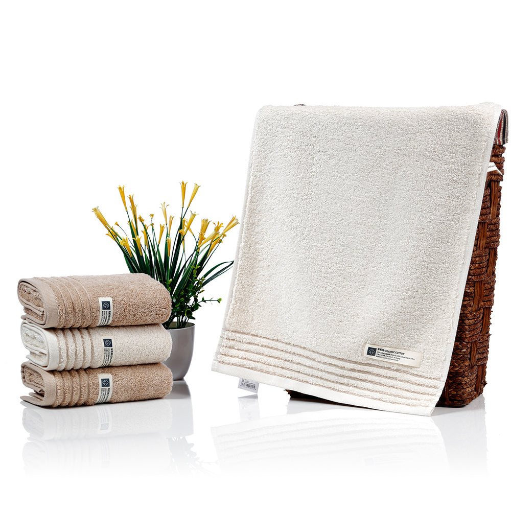 BS0003 21s Organic long staple plain cotton face towel, 2 pcs set, 2 Color FT