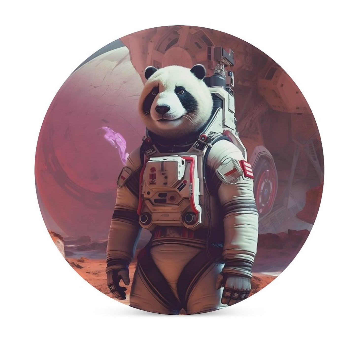Ceramic Coasters (Round) SolarLab_a_Panda_astronaut_walk_on_the_Mars_starship_Cyberpunk__2c9bca64-42ac-4372-9004-11ba37f4a622 normal-online-PERSONAL DESIGN