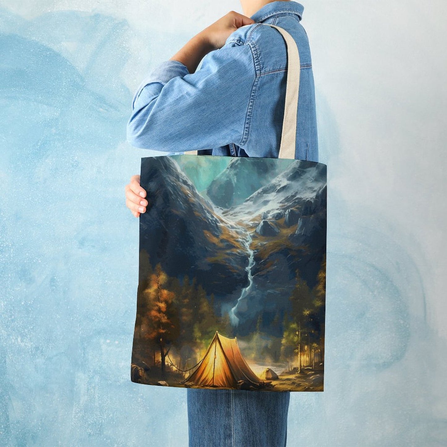 Canvas Tote Bag Double SolarLab_Norwegian_aurora_spring_mountains_forests_rivers_tents_5c5c73a4-6532-4372-b600-531d14aaeff3 Style-8 38×41cm normal-online-PERSONAL DESIGN