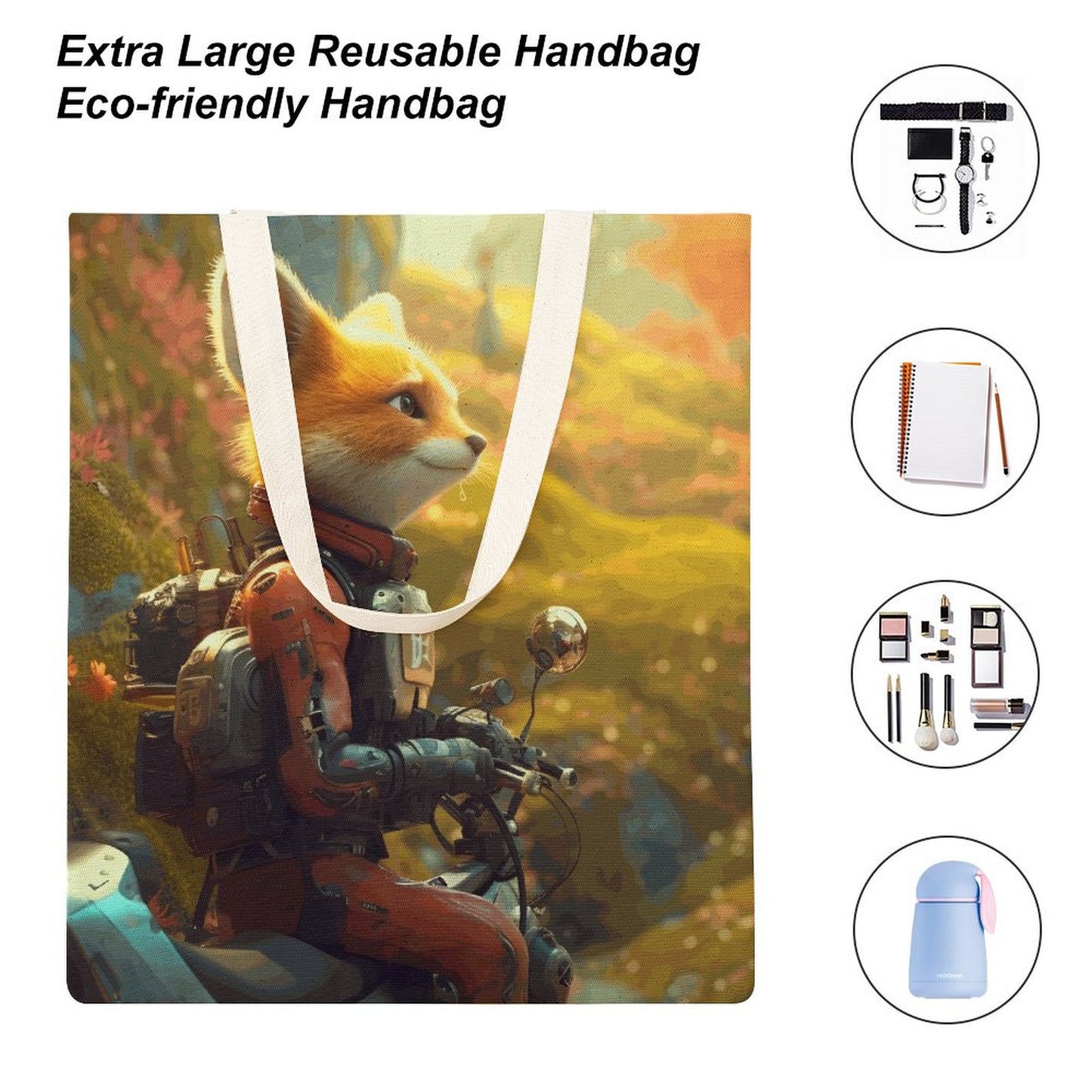Canvas Tote Bag Double Fox_001 Style 38×41cm normal-online-PERSONAL DESIGN