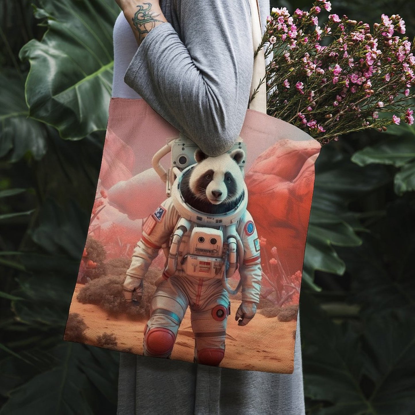 Canvas Tote Bag Double SolarLab_a_Panda_astronaut_walk_on_the_Mars_spaceship_Cyberpunk_0bdf3981-a0b9-4aad-bbc3-67798d3c110e Style-39 38×41cm normal-online-PERSONAL DESIGN