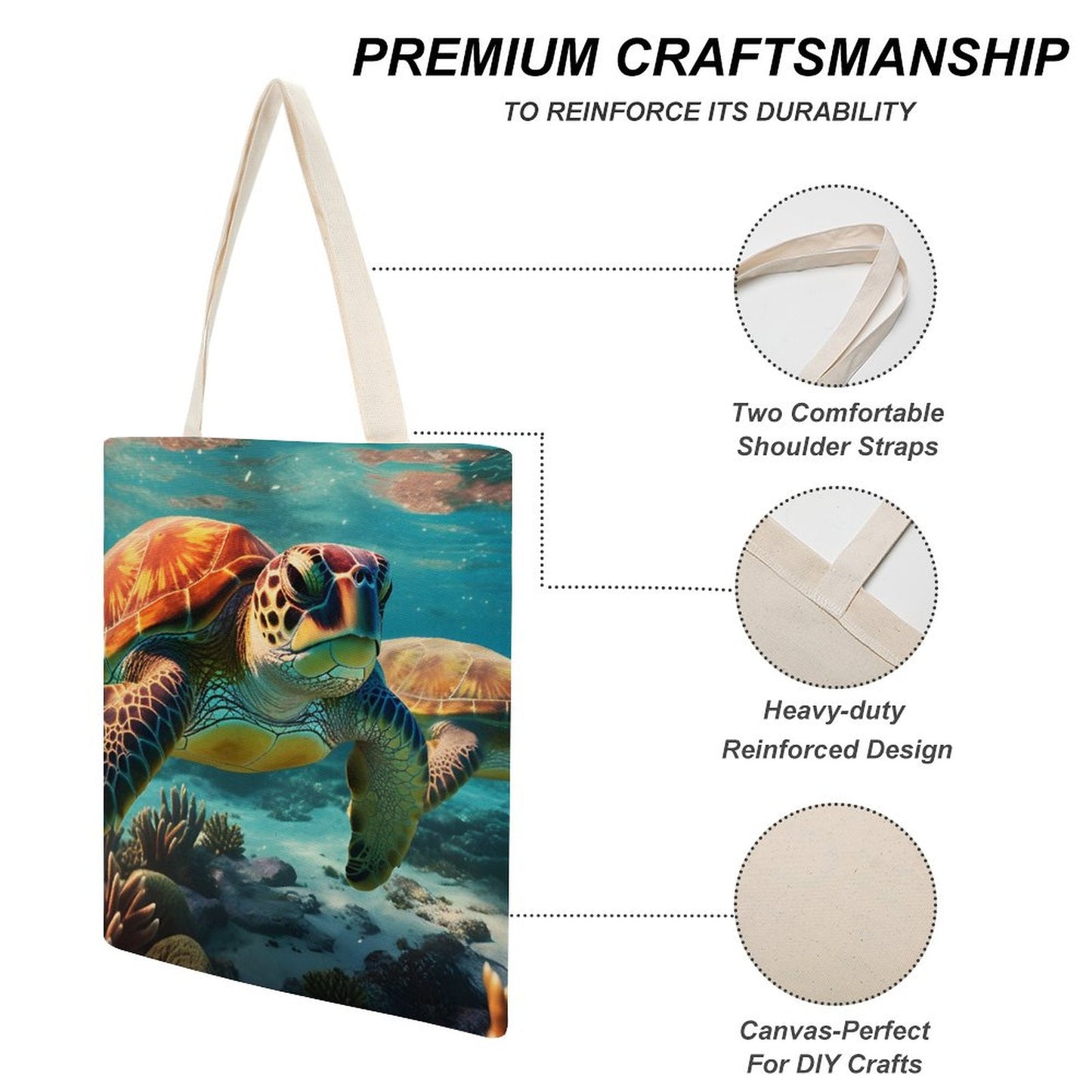Canvas Tote Bag Double Side, Sea Turtles, B001A005 - iTopMax