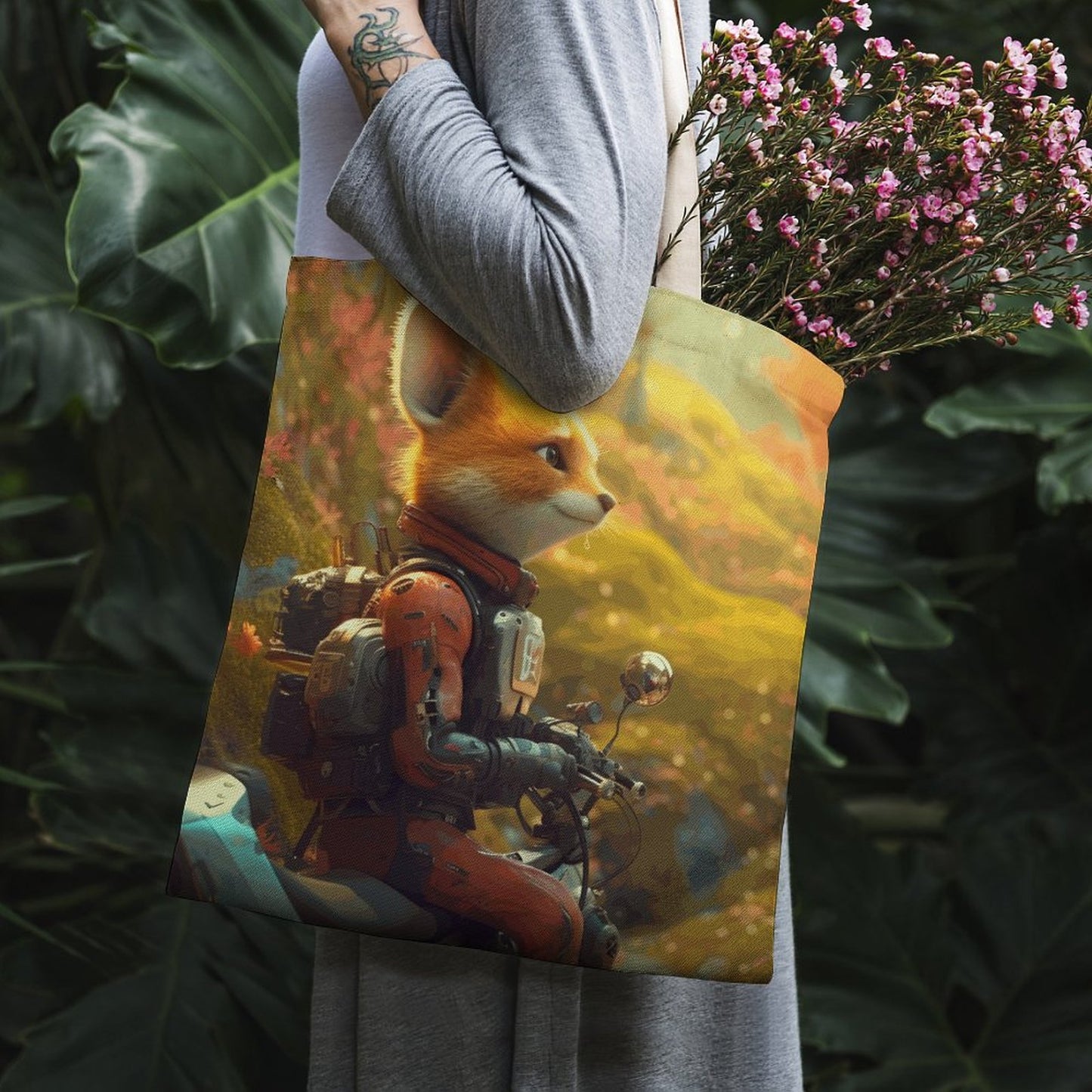 Canvas Tote Bag Double Fox_001 Style 38×41cm normal-online-PERSONAL DESIGN