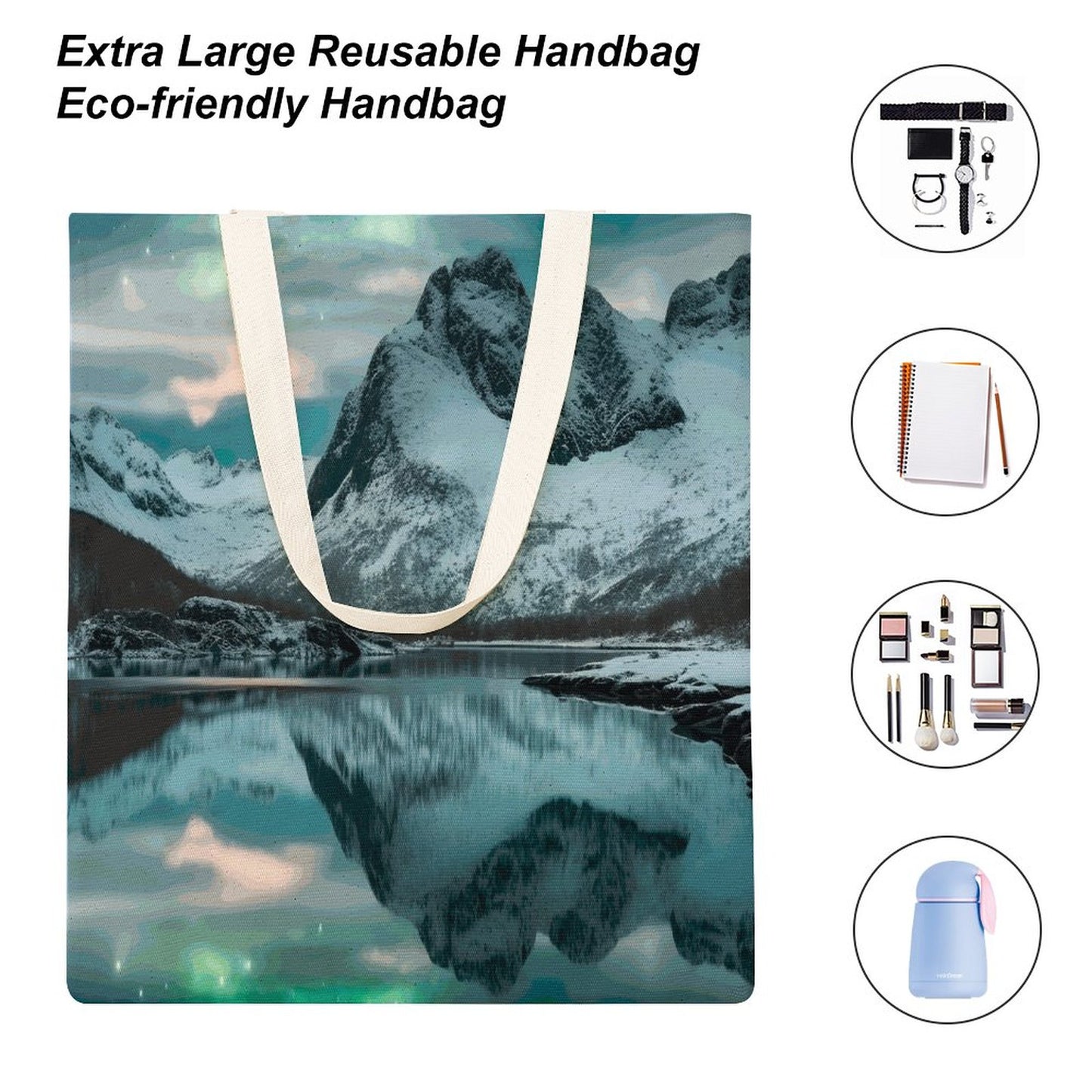Canvas Tote Bag Double SolarLab_Norwegian_aurora_winter_mountains_forests_lake_hyper-d_2b797c5c-a847-440b-ba22-5bdd5b69435c Style-4 38×41cm normal-online-PERSONAL DESIGN