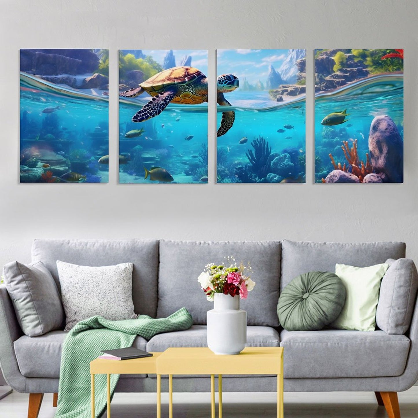 4 Panel Hanging Posters Vertical SolarLab_Sea_turtles_tropical_sea_island_sunlight_hyper-detail__65df3ce3-5f7c-49b3-937e-af866806c8be normal-online-PERSONAL DESIGN