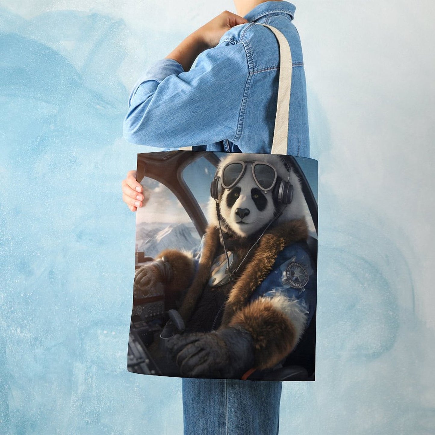 Canvas Tote Bag Double SolarLab_a_Panda_pilot_drive_a_private_jet_in_the_sky_on_the_Ar_7cf22f23-856b-4da9-bba0-8b0a5e4c403b Style-7 38×41cm normal-online-PERSONAL DESIGN