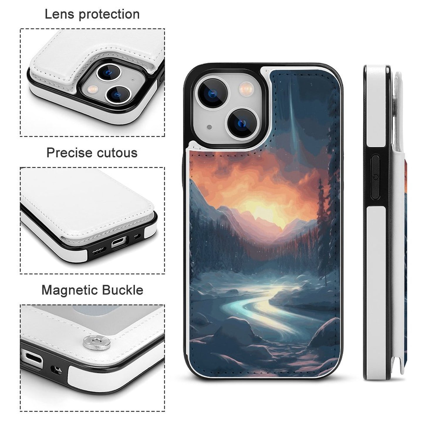 Mobile Phone Case for Apple IPhone 14 SolarLab_Norwegian_aurora_winter_mountains_forests_hyper-detail_569b47dc-9312-4b74-b052-f4d3b554921e normal-online-PERSONAL DESIGN