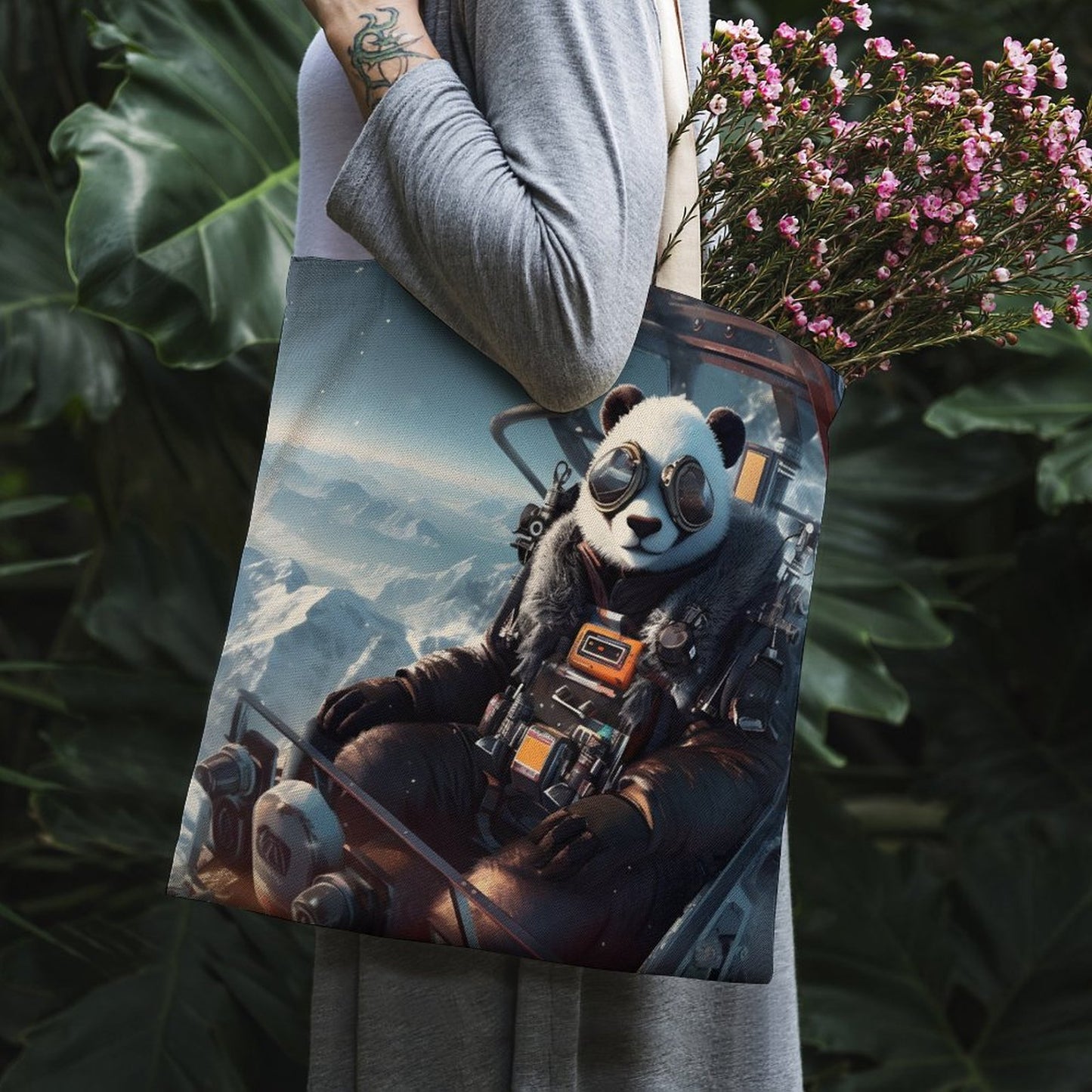 Canvas Tote Bag Double SolarLab_a_Panda_pilot_drive_a_super_helicopter_in_the_sky_on_s_5deac0d9-9f06-4c66-8e7d-b1badc4aba40 Style-3 38×41cm normal-online-PERSONAL DESIGN