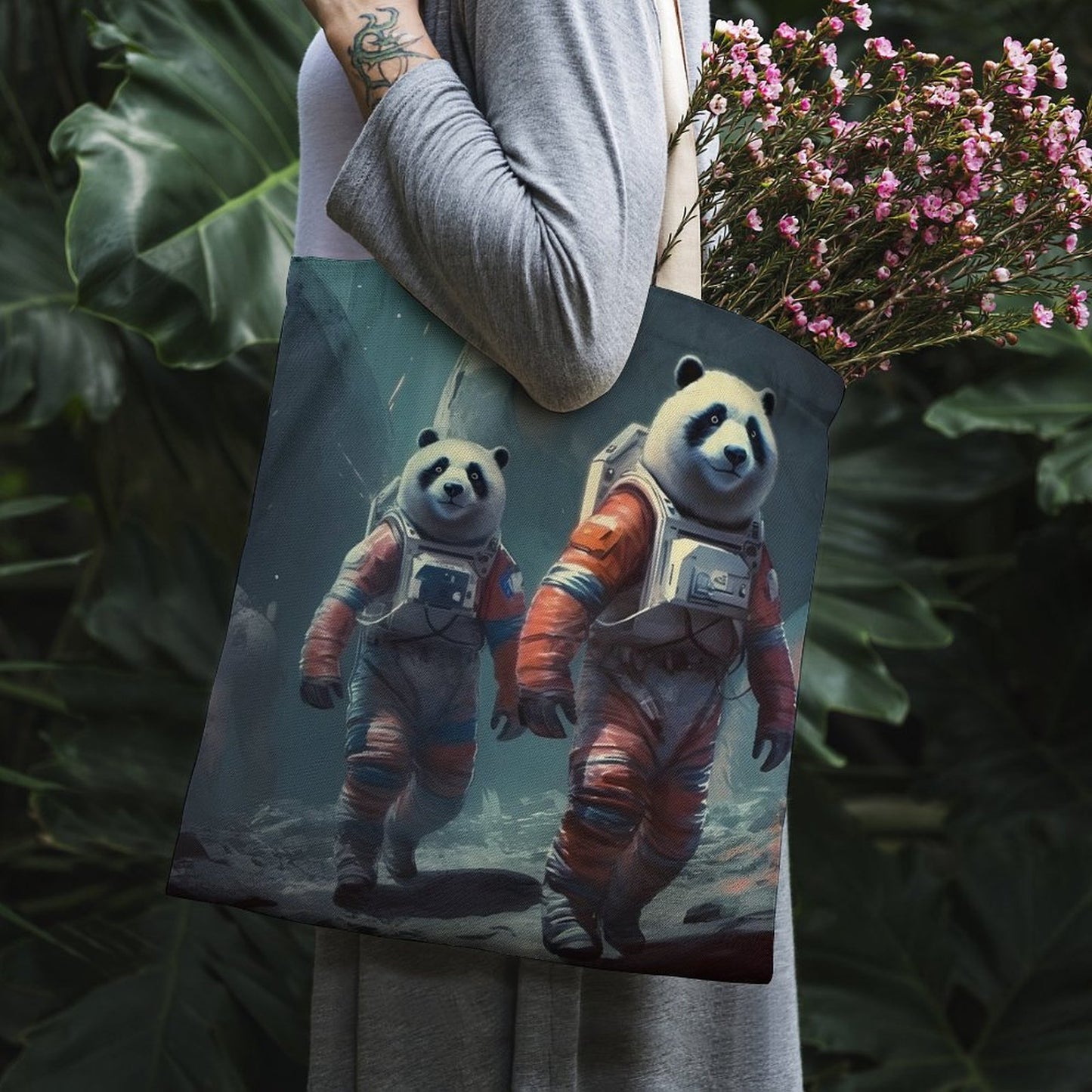 Canvas Tote Bag Double SolarLab_Panda_astronauts_walk_on_the_moon__Cyberpunk_futuristi_0052be16-5f1c-4b15-8cb2-80330655148e Style-29 38×41cm normal-online-PERSONAL DESIGN