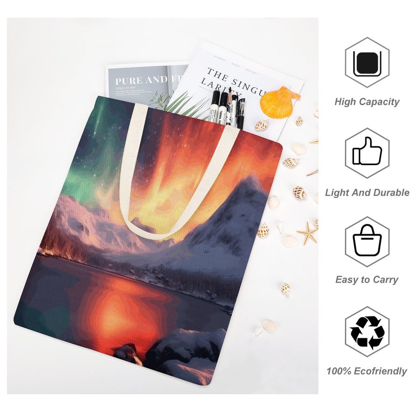 Canvas Tote Bag Double SolarLab_Norwegian_aurora_winter_mountains_forests_lake_hyper-d_d5f5f8af-edcf-4892-a640-8e4a2b673b21 Style 38×41cm normal-online-PERSONAL DESIGN