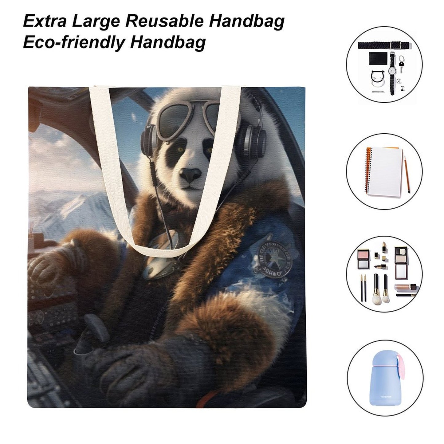 Canvas Tote Bag Double SolarLab_a_Panda_pilot_drive_a_private_jet_in_the_sky_on_the_Ar_7cf22f23-856b-4da9-bba0-8b0a5e4c403b Style-7 38×41cm normal-online-PERSONAL DESIGN