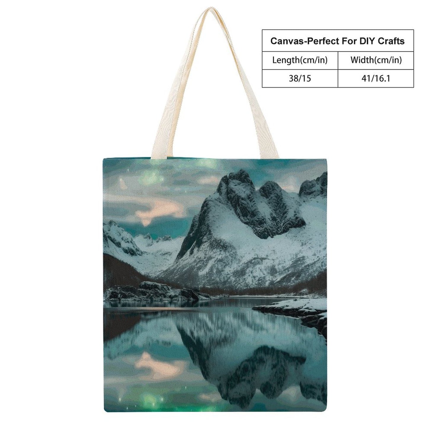 Canvas Tote Bag Double SolarLab_Norwegian_aurora_winter_mountains_forests_lake_hyper-d_2b797c5c-a847-440b-ba22-5bdd5b69435c Style-4 38×41cm normal-online-PERSONAL DESIGN
