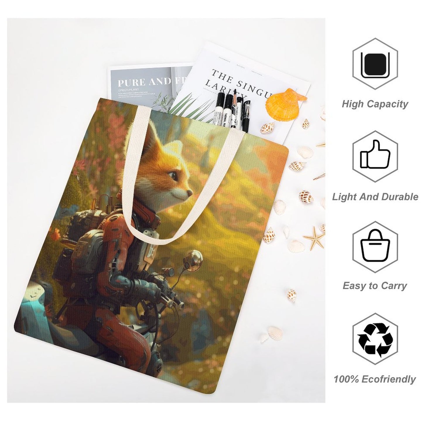 Canvas Tote Bag Double Fox_001 Style 38×41cm normal-online-PERSONAL DESIGN