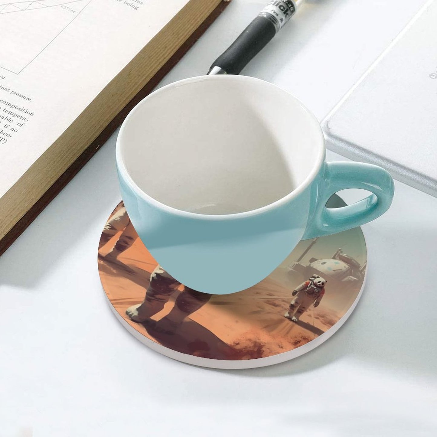 Ceramic Coasters (Round) SolarLab_Pandas_astronaut_walk_on_the_Mars_starship_Cyberpunk_f_2cc9b61d-e23a-4714-b196-75907c177544 normal-online-PERSONAL DESIGN
