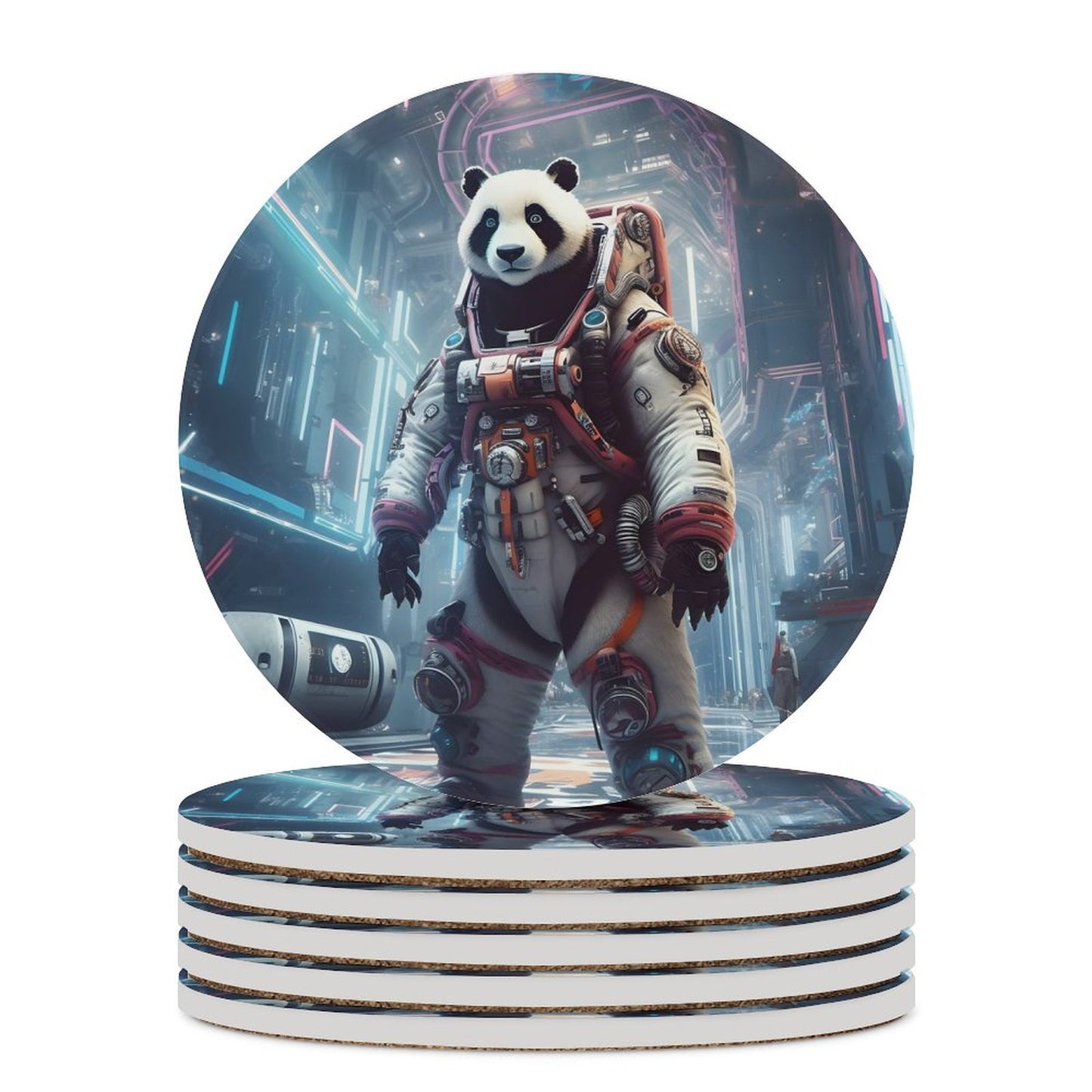 Ceramic Coasters (Round) SolarLab_a_Panda_astronaut_walk_on_the_space_rocket_Cyberpunk_f_6aa28c47-6dfa-4eec-a240-3d5529ab2e65 normal-online-PERSONAL DESIGN
