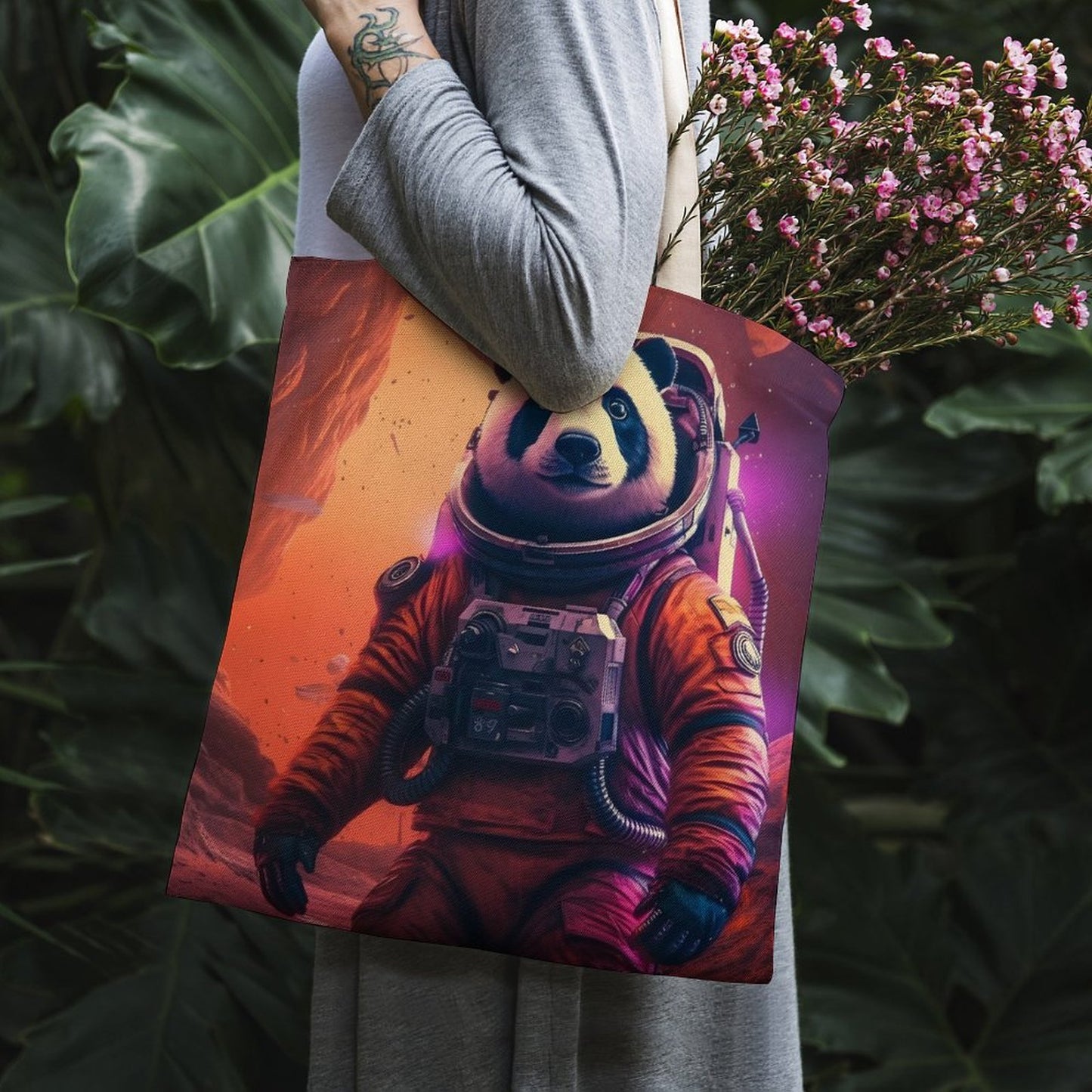 Canvas Tote Bag Double SolarLab_a_Panda_astronaut_walk_on_the_Mars_spaceship_Cyberpunk_e2ab4124-d37f-4030-8cc7-141a47bbb18d Style 38×41cm normal-online-PERSONAL DESIGN