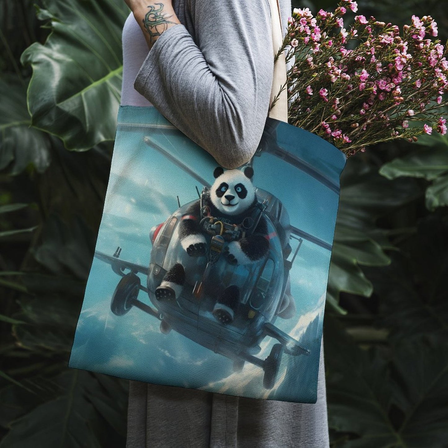 Canvas Tote Bag Double SolarLab_a_Panda_pilot_drive_a_helicopter_in_the_sky_on_the_Arc_0bd4d23c-c25c-4fbe-86ba-f0af5e7f6d6e Style-12 38×41cm normal-online-PERSONAL DESIGN
