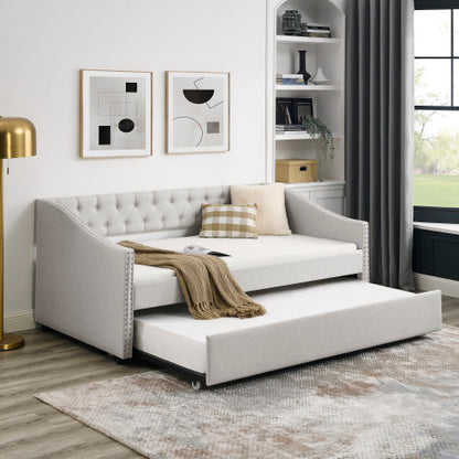 US Local The Double Sofa Bed Has A Double Roller Upholstered Tufted Sofa Bed