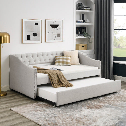 US Local The Double Sofa Bed Has A Double Roller Upholstered Tufted Sofa Bed