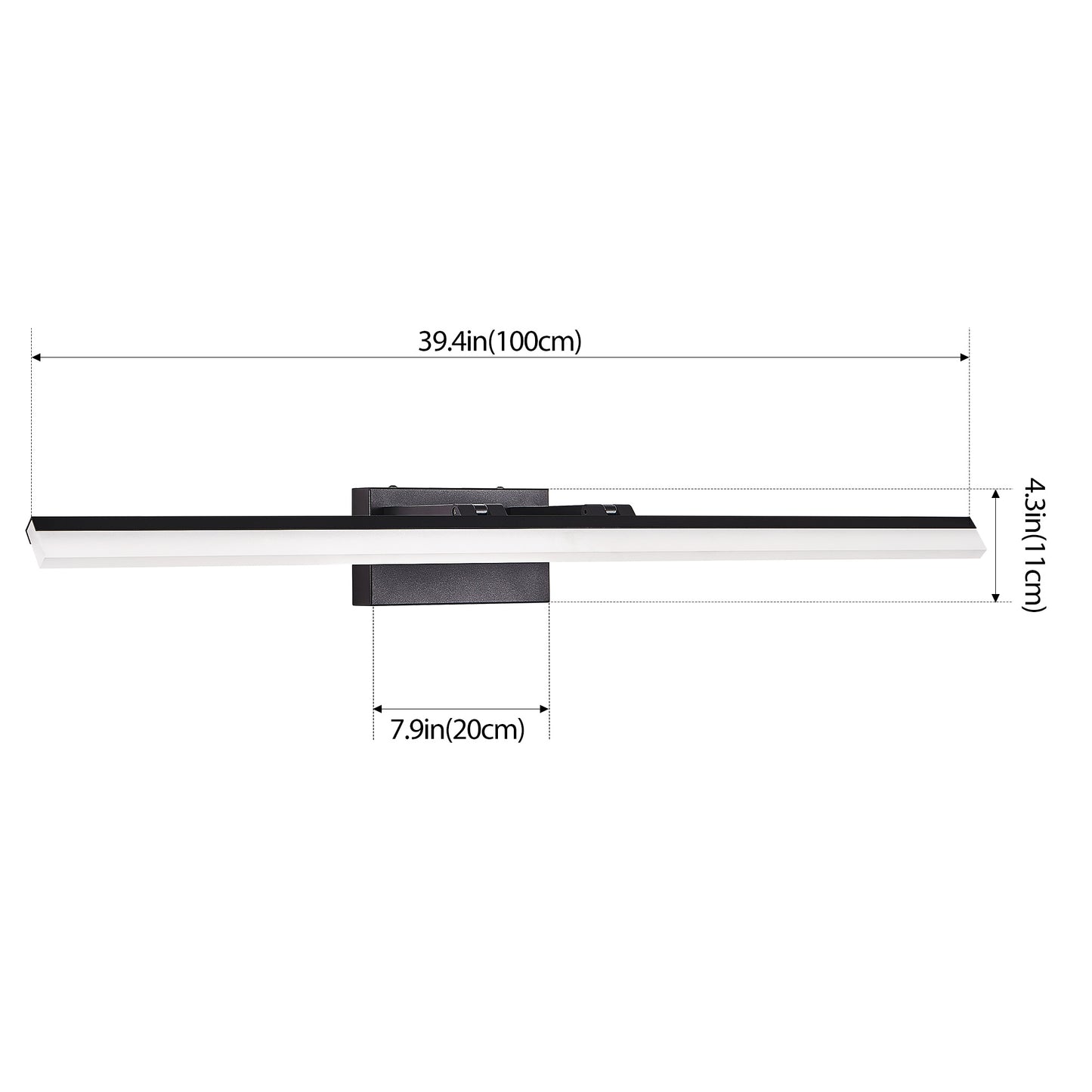 US Local 39 Inch Modern LED Bathroom Vanity Light -Sleek Black Metal Wall Light For Mirror, Dressing Room Or Sink Area