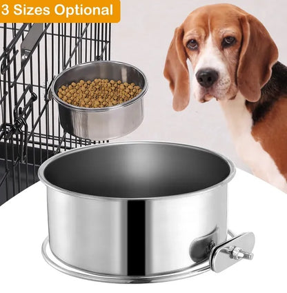 US Local Tainless Steel Dog Bowl Pets Hanging Food Bowl Detachable Pet