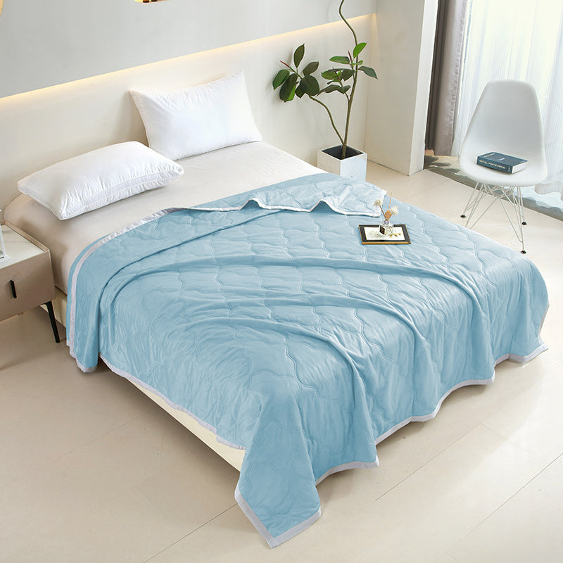 US Local 1pc Innovative Soundwave Design Ultra Soft Thin Quilt, Cozy & Breathable All-Season Reversible Comforter For Hot Sleepers, Ideal Lightweight Bedding For Bed, Sofa, Office, Travel & Camping, Machine Wa