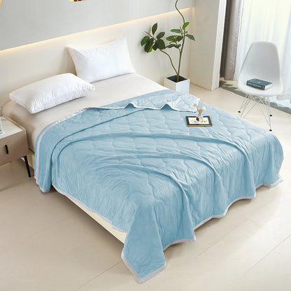 US Local 1pc Innovative Soundwave Design Ultra Soft Thin Quilt, Cozy & Breathable All-Season Reversible Comforter For Hot Sleepers, Ideal Lightweight Bedding For Bed, Sofa, Office, Travel & Camping, Machine Wa